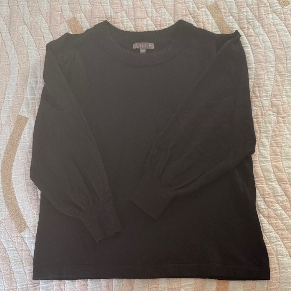 Lilla P Classic Black Crewneck Sweater